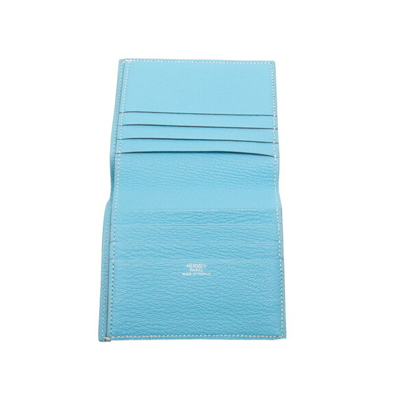 Hermes Evelyne Billfold Bifold Wallet Celeste Blue Chevre Mysore Women's HERMES
